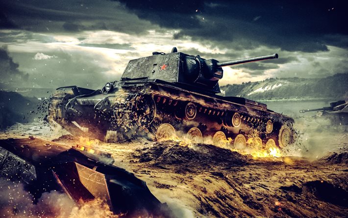 KV-1, 4K, artwork, World of tanks, KB-1, Soviet tanks, WoT, tanks, KB-1 World of tanks