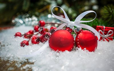 jul, bollar, nyår, dekorationer, oskärpa