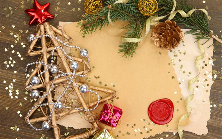 merry christmas, Christmas decorations, creative Christmas tree, New Year, Christmas