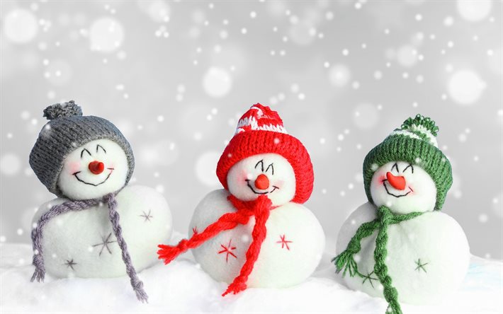 snowmen, snow, Christmas, New Year