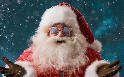 Santa Claus, black sunglasses, New Year, Christmas