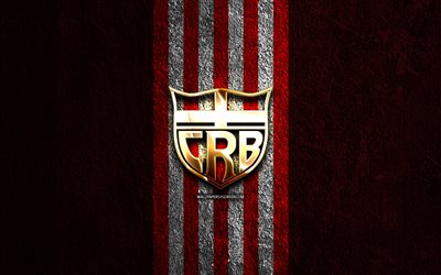 crb gyllene logotyp, 4k, röd sten bakgrund, brasilianska serie b, brasiliansk fotbollsklubb, crb logotyp, fotboll, crb emblem, clube de regatas brasil, crb fc
