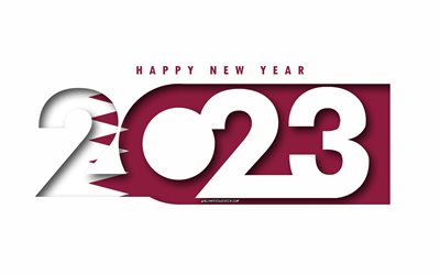 Happy New Year 2023 Qatar, white background, Qatar, minimal art, 2023 Singapore concepts, Qatar 2023, 2023 Qatar background, 2023 Happy New Year Qatar