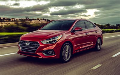 Hyundai Accent Limited, 4k, highway, 2020 cars, HDR, Red Hyundai Accent, 2020 Hyundai Accent, korean cars, Hyundai