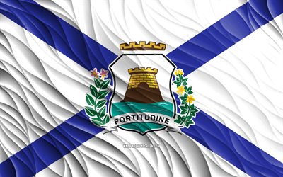 4k, bandiera fortaleza, bandiere ondulate 3d, città brasiliane, bandiera di fortaleza, giorno di fortaleza, onde 3d, città del brasile, fortaleza, brasile