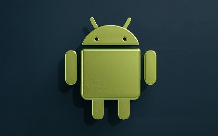 شعار android 3d, 4k, مبدع, خلفية سوداء, شعار android, العمل الفني, ذكري المظهر