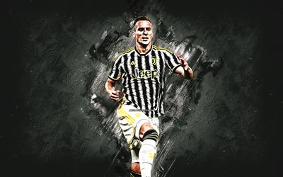 Arkadiusz Milik, Juventus FC, Polish football player, white stone background, Serie A, Italy, football, Juve