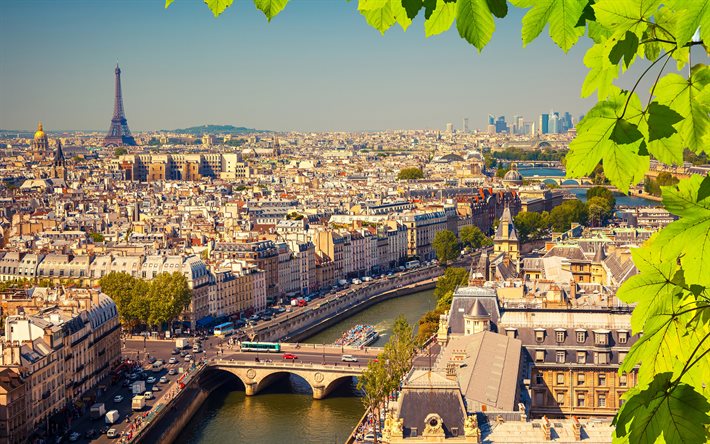 France, Paris, skyline, Eiffel Tower, panorama