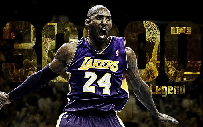 Kobe Bryant, NBA, LA Lakers, fan sanat, basketbol oyuncusu, Los Angeles Lakers