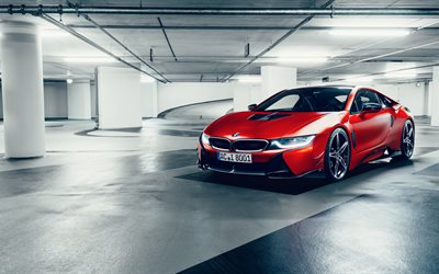AC Schnitzer, tuning, 4k, el BMW i8 de 2017, los coches, movimiento, rojo i8, ACS8, BMW