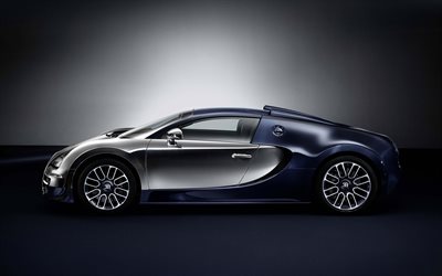 Bugatti Veyron, studio, supercars, silver Veyron, Bugatti