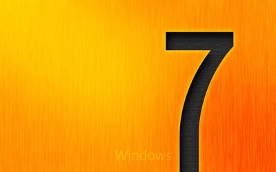 windows 7, kreativ, sju, logotyp, orange bakgrund