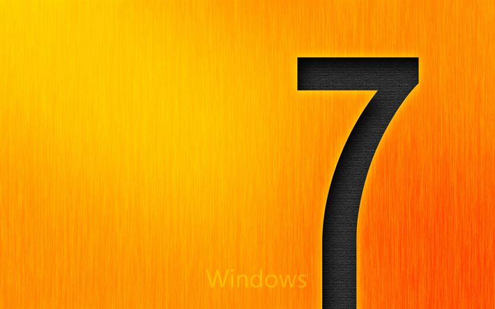 windows 7, kreative, sieben, logo, orange, hintergrund