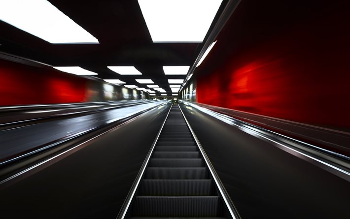 Metro, metro station, city transport, escalator