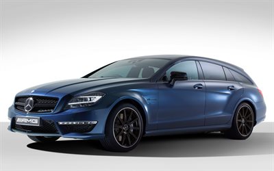 Mercedes-Benz CLS, X218, CLS-Class, AMG, tuning, blue Mercedes, touring, tuning CLS