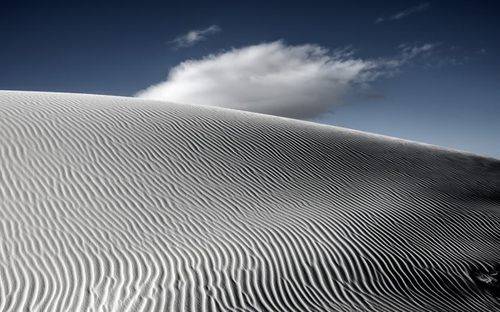 Desert, white sand, waves, sand dune