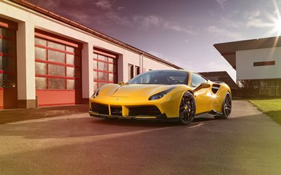 Novitec Rosso, tuning, 2016, la Ferrari 488 GTB, garage, jaune ferrari, supercars