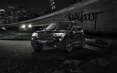 geçitler, 2016, BMW X3, Karartma Edition, gece, siyah bir BMW