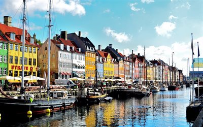 Copenaghen, dock, yacht, barche, mare, Danimarca