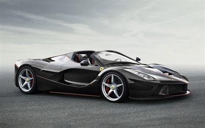 2017, Ferrari LaFerrari Aperta, black Ferrari, black LaFerrari, supercar, asphalt