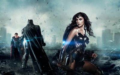 Gal Gadot, Ben Affleck, Henry Cavill, Batman v Superman Dawn of Justice, il 2016