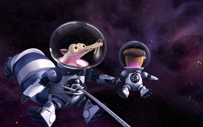 Scrat, space, 2016, characters, adventure, Ice Age Collision Course