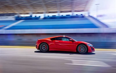raceway, 2017, Honda NSX, movimento, rosso honda, supercar