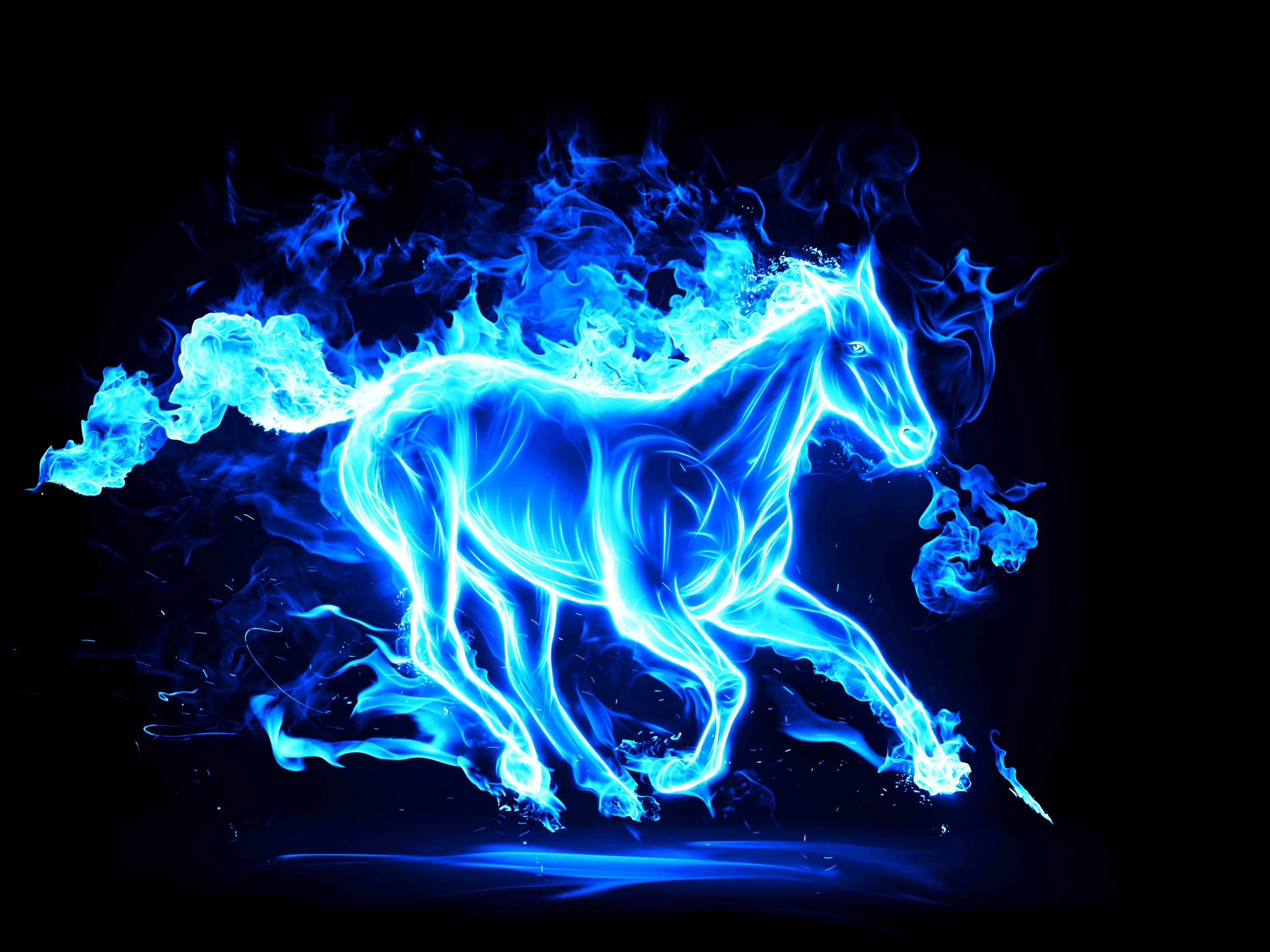 Herunterladen Hintergrundbild Tier Pferde Grafik Rauch Feuer Mit Einer Auflosung Zu Uberwachen 3000x2250 Bilder Auf Dem Desktop