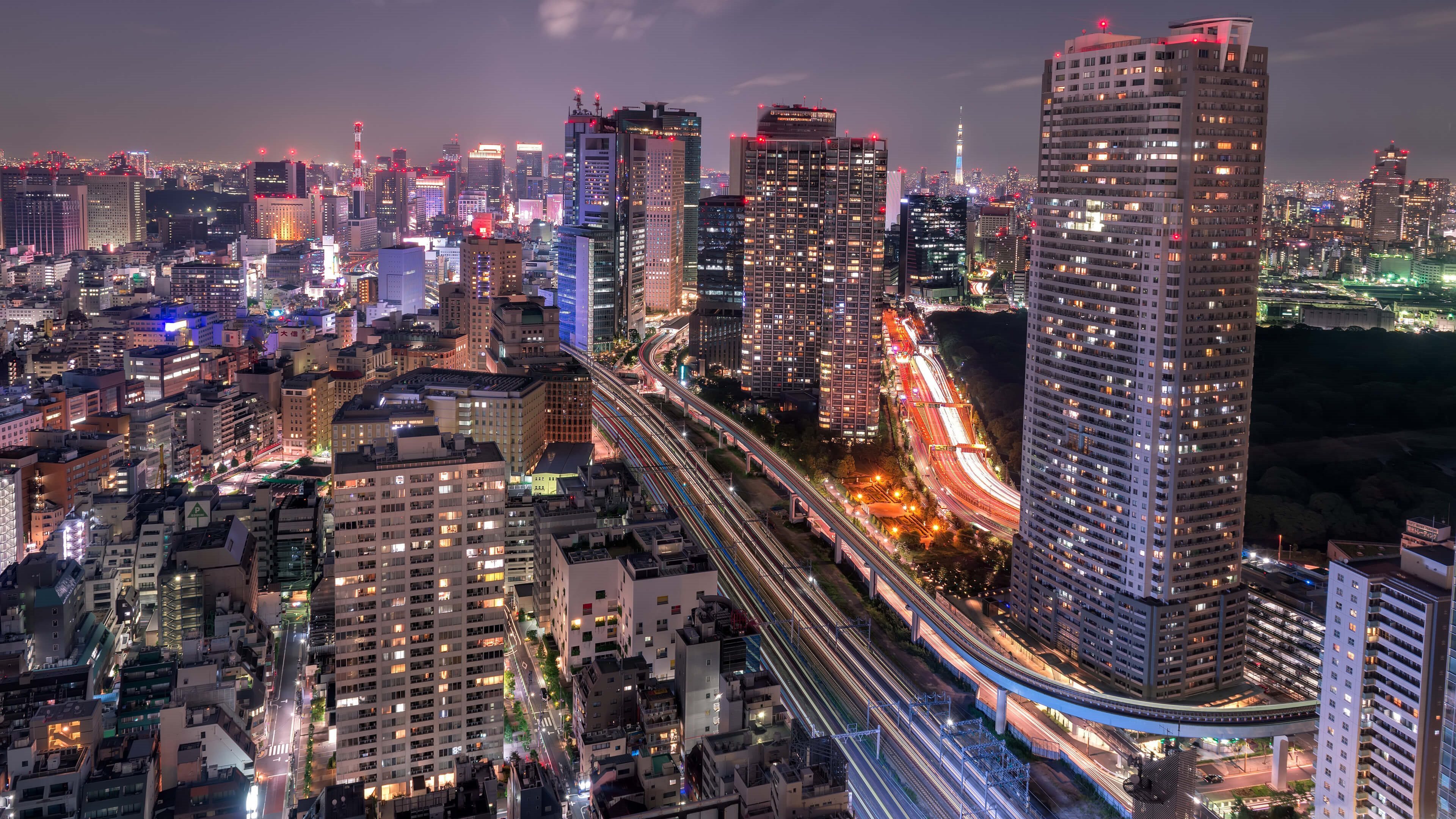 바탕 화면 다운로드 일본, 도쿄, 시오도메, 고층 빌딩, 미나토 해상도가있는 데스크톱 용
