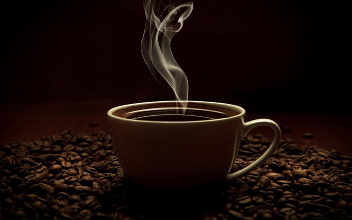 café, xícara, fumaça