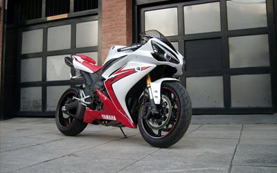 2022, yamaha yzf-r1, 4k, vista de frente, exterior, blanco rojo yzf-r1, bicicleta de carreras, japonés de motos deportivas, yamaha