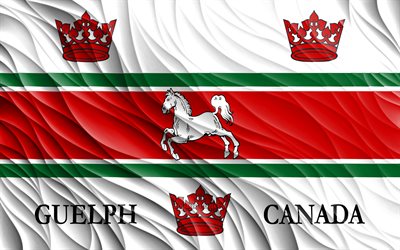 4k, guelph bandeira, ondulados 3d bandeiras, cidades canadenses, bandeira de guelph, dia de guelph, 3d ondas, cidades do canadá, guelph, canadá