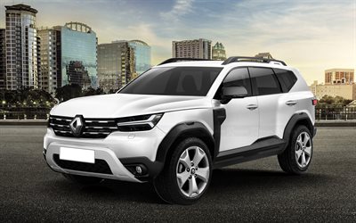 Renault Duster, crossovers, 2023 cars, EU-spec, White Renault Duster, 2023 Renault Duster, french cars, Renault