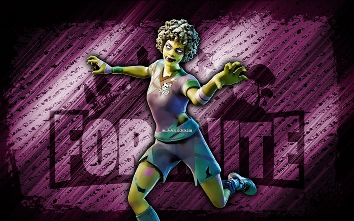 Crypt Crosser Fortnite, 4k, purple diagonal background, grunge art, Fortnite, artwork, Crypt Crosser Skin, Fortnite characters, Crypt Crosser, Fortnite Crypt Crosser Skin