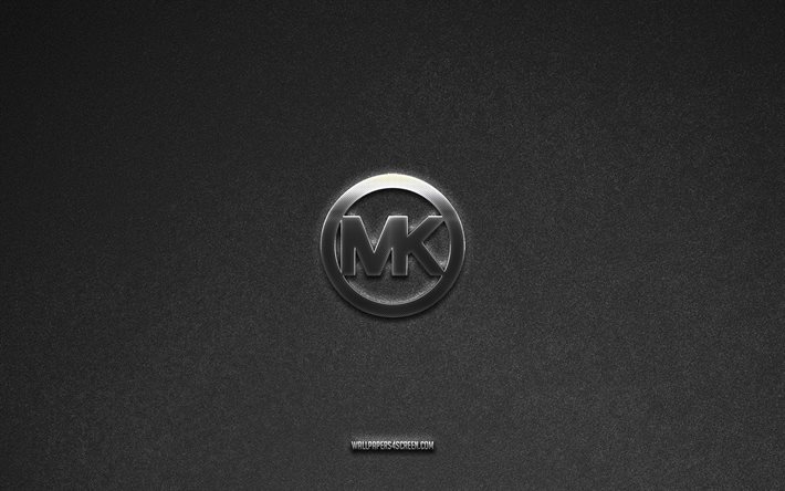 Michael Kors logo, gray stone background, Michael Kors emblem, manufacturers logos, Michael Kors, manufacturers brands, Michael Kors metal logo, stone texture