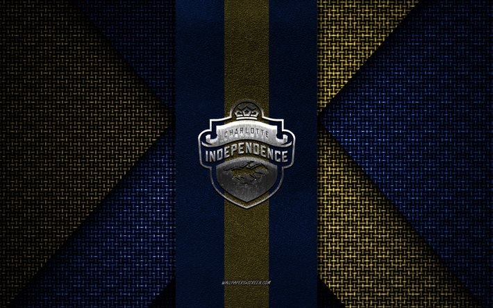 Charlotte Independence, United Soccer League, blue yellow knitted texture, USL, Charlotte Independence logo, American soccer club, Charlotte Independence emblem, football, soccer, Charlotte, USA