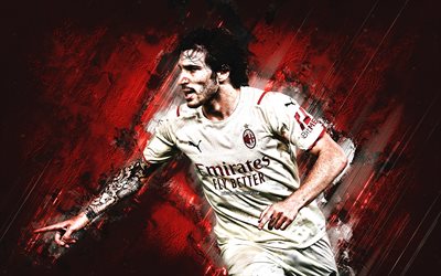 sandro tonali, ac milan, italiensk fotbollsspelare, serie a, italien, fotboll, bakgrund med röd sten