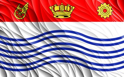 4k, علم باري, أعلام 3d متموجة, المدن الكندية, يوم باري, موجات ثلاثية الأبعاد, مدن كندا, باري, كندا