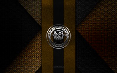 Pittsburgh Riverhounds SC, United Soccer League, yellow black knitted texture, USL, Pittsburgh Riverhounds SC logo, American soccer club, Pittsburgh Riverhounds SC emblem, football, soccer, Pittsburgh, USA