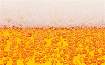 ビールのテクスチャー, 4k, 大きい, ビールの泡, 泡, 軽いビール, フォーム, ビールの背景, ビールと一緒の写真