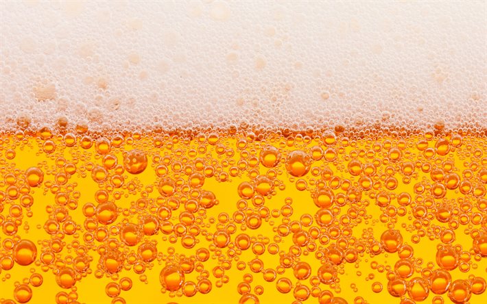 ビールのテクスチャー, 4k, 大きい, ビールの泡, 泡, 軽いビール, フォーム, ビールの背景, ビールと一緒の写真