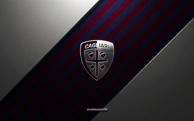 logotipo cagliari, 4k, antecedentes de aço, clube de futebol italiano, linhas azuis da borgonha, emblema de cagliari, bolonha, serie a, futebol, cagliari, itália, logotipo de metal cagliari, cagliari crest, cagliari calcio