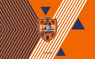 logotipo shimizu s pulse, 4k, equipo de fútbol japonés, fondo de líneas de color azul naranja, shimizu s pulso, liga j1, japón, arte de línea, shimizu s pulse emblema, fútbol americano