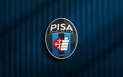 4k, pisa sc 3d logotipo, serie a, fondo 3d azul, fútbol, pisa sc emblema, logotipo de pisa sc, pisa sc, fútbol americano, club de fútbol italiano, pisa fc