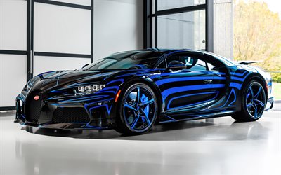 4k, bugatti chiron sport, hypercars, voitures 2016, réglage, supercars, black bugatti chiron, voitures françaises, bugatti