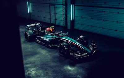 2024, rendimiento de mercedes amg f1 w15 e, 4k, fórmula 1, coche de carreras, vista frontal, mercedes w15, f1, fórmula uno