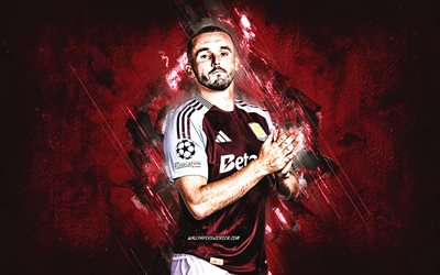 john mcginn, aston villa fc, futbolista escocés, arte grune, fondo de piedra burdeos, inglaterra, fútbol americano, liga premier