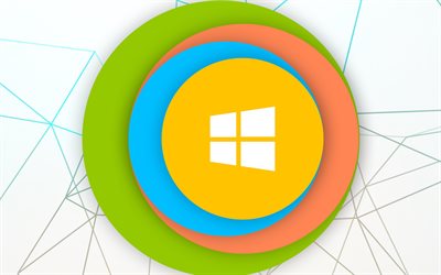 logo abstrait windows 10, 4k, conception matérielle, cercles colorés, systèmes d'exploitation, logo windows 10, créatif, windows 10