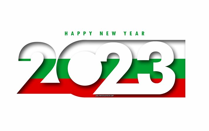 bonne année 2023 bulgarie, fond blanc, bulgarie, art minimal, concepts bulgarie 2023, bulgarie 2023, 2023 contexte bulgarie, 2023 bonne année bulgarie