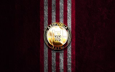 as شعار cittadella الذهبي, 4k, الأرجواني الحجر الخلفية, سيري ب, نادي كرة القدم الإيطالي, as شعار cittadella, كرة القدم, أس سيتاديلا, سيتاديلا